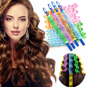 12 Pcs Lady Long Hair DIY Magic Curl Spiral Ringlets Rollers Tool Long Hair Curlers Water Ripple Hair Divider