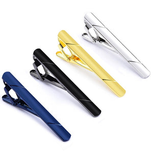 1 pcs Colourful Tie Clip For Men Metal Silver Gold Tone Simple Bar Clasp Practical Black Navy Blue Necktie Clasp
