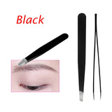 1PC Black Color Eyebrow Tweezer Hair Beauty Slanted Puller Stainless Steel Eye Brow Clips Makeup Tool Brand New