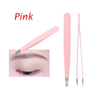 1PC Black Color Eyebrow Tweezer Hair Beauty Slanted Puller Stainless Steel Eye Brow Clips Makeup Tool Brand New