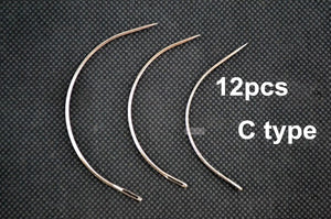 12pcs C style hair weave needle for Brazilian Indian Hair Weft Extension Weaving Type Curved Thread Sewing Salon styling tools