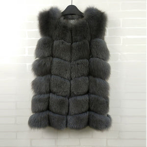 FURSARCAR Real Natural Fur Vest Women Fox Fur Coat 2019 New Luxury Female Fur Jacket Warm Thick Long Winter Fur Vest Waistcoat