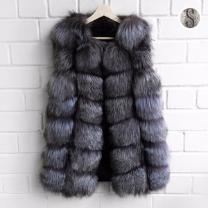 FURSARCAR Real Natural Fur Vest Women Fox Fur Coat 2019 New Luxury Female Fur Jacket Warm Thick Long Winter Fur Vest Waistcoat