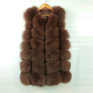 FURSARCAR Real Natural Fur Vest Women Fox Fur Coat 2019 New Luxury Female Fur Jacket Warm Thick Long Winter Fur Vest Waistcoat