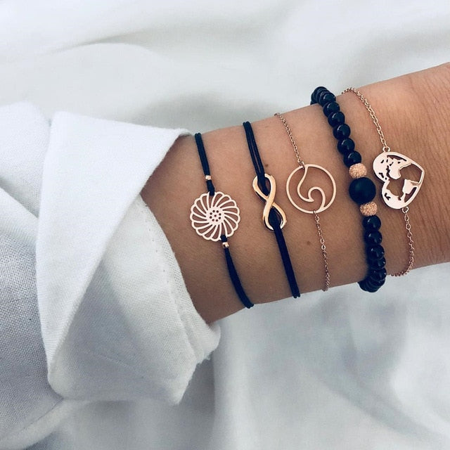 30 Style Multilayer Bohemian Handmade Crystal Beads Bracelets for Women Vintage Fashion Heart Tassel Bracelet Bangle Jewelry