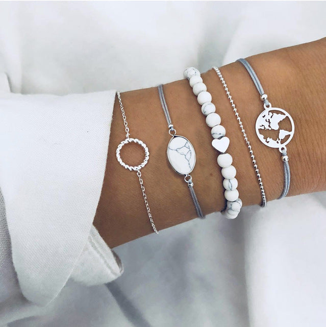 30 Style Multilayer Bohemian Handmade Crystal Beads Bracelets for Women Vintage Fashion Heart Tassel Bracelet Bangle Jewelry