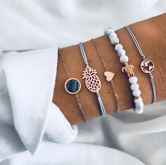 30 Style Multilayer Bohemian Handmade Crystal Beads Bracelets for Women Vintage Fashion Heart Tassel Bracelet Bangle Jewelry