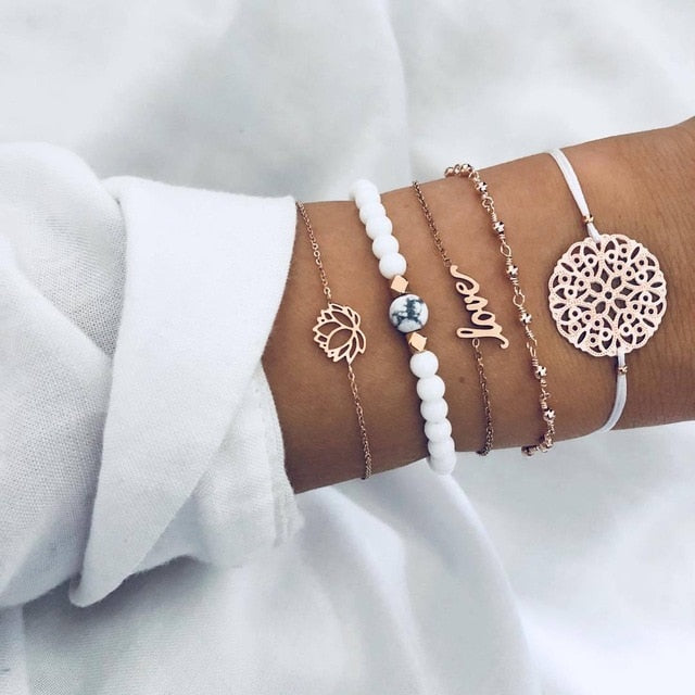 30 Style Multilayer Bohemian Handmade Crystal Beads Bracelets for Women Vintage Fashion Heart Tassel Bracelet Bangle Jewelry