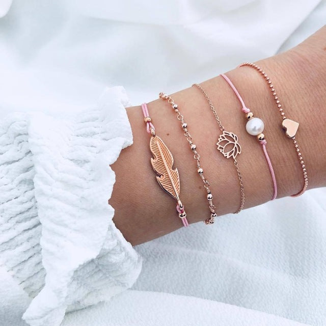30 Style Multilayer Bohemian Handmade Crystal Beads Bracelets for Women Vintage Fashion Heart Tassel Bracelet Bangle Jewelry