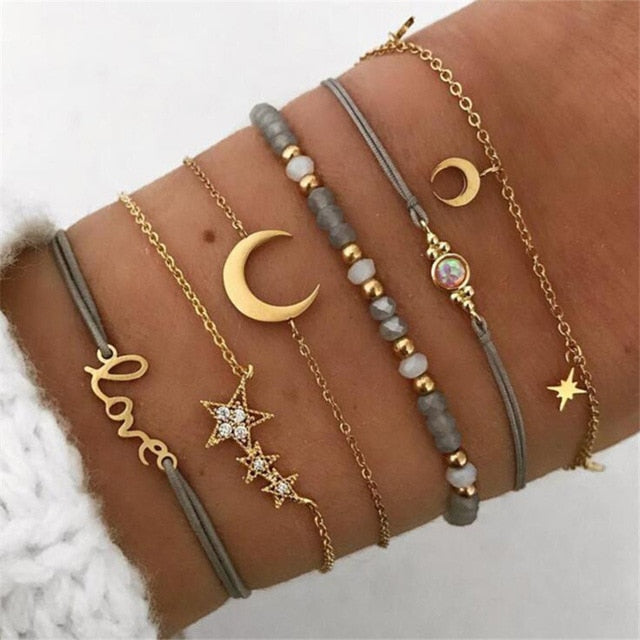30 Style Multilayer Bohemian Handmade Crystal Beads Bracelets for Women Vintage Fashion Heart Tassel Bracelet Bangle Jewelry