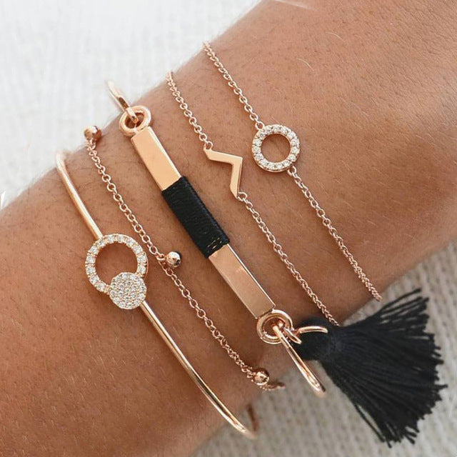 30 Style Multilayer Bohemian Handmade Crystal Beads Bracelets for Women Vintage Fashion Heart Tassel Bracelet Bangle Jewelry