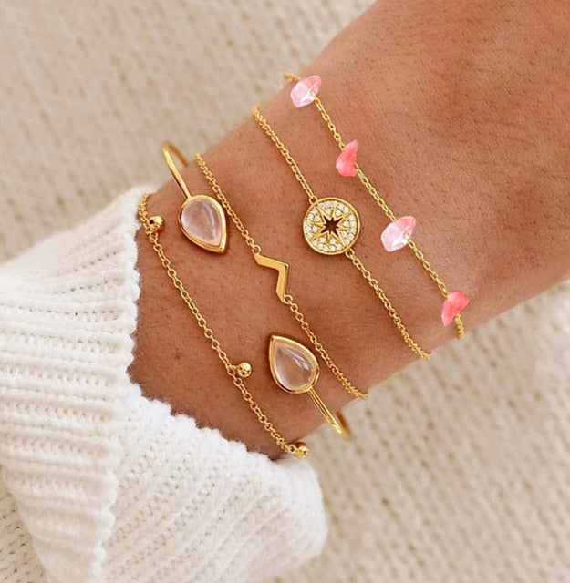30 Style Multilayer Bohemian Handmade Crystal Beads Bracelets for Women Vintage Fashion Heart Tassel Bracelet Bangle Jewelry
