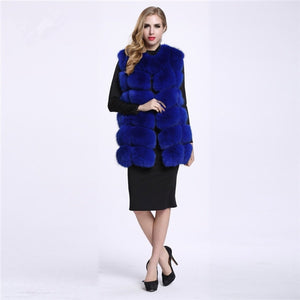 FURSARCAR Real Natural Fur Vest Women Fox Fur Coat 2019 New Luxury Female Fur Jacket Warm Thick Long Winter Fur Vest Waistcoat