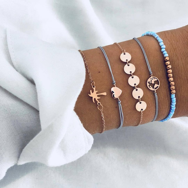 30 Style Multilayer Bohemian Handmade Crystal Beads Bracelets for Women Vintage Fashion Heart Tassel Bracelet Bangle Jewelry