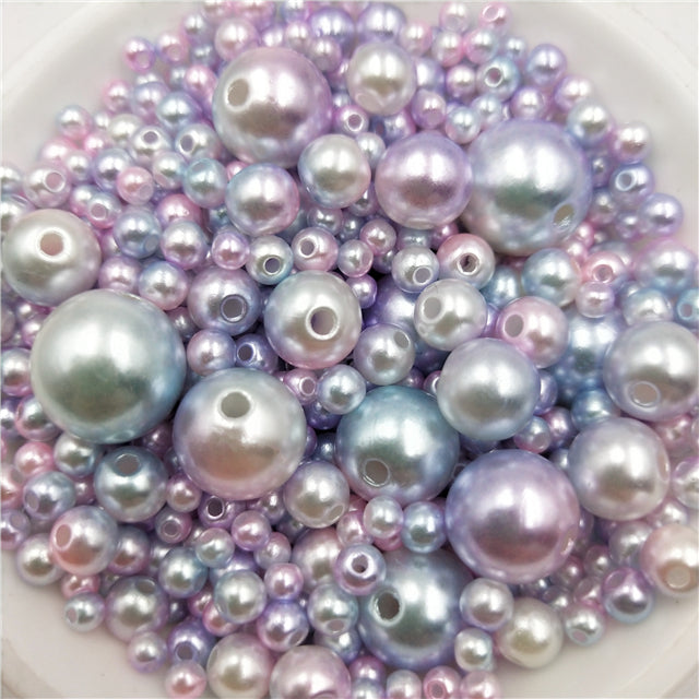 Multi Option Mixed 3/4/5/6/8/10/12mm Round Imitation Rainbow Color Plastic ABS Pearl Beads DIY for Jewelry Making Accessories