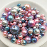 Multi Option Mixed 3/4/5/6/8/10/12mm Round Imitation Rainbow Color Plastic ABS Pearl Beads DIY for Jewelry Making Accessories
