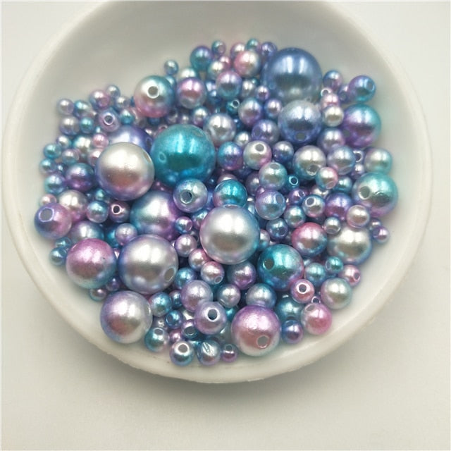 Multi Option Mixed 3/4/5/6/8/10/12mm Round Imitation Rainbow Color Plastic ABS Pearl Beads DIY for Jewelry Making Accessories