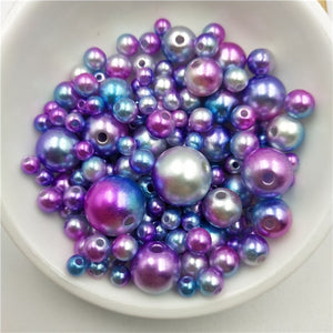 Multi Option Mixed 3/4/5/6/8/10/12mm Round Imitation Rainbow Color Plastic ABS Pearl Beads DIY for Jewelry Making Accessories