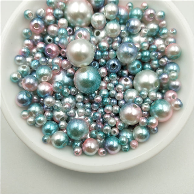 Multi Option Mixed 3/4/5/6/8/10/12mm Round Imitation Rainbow Color Plastic ABS Pearl Beads DIY for Jewelry Making Accessories