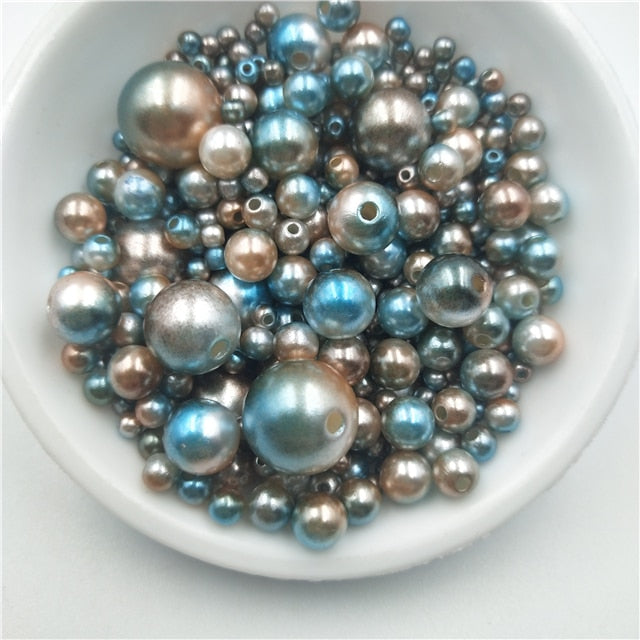 Multi Option Mixed 3/4/5/6/8/10/12mm Round Imitation Rainbow Color Plastic ABS Pearl Beads DIY for Jewelry Making Accessories