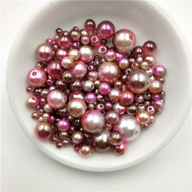 Multi Option Mixed 3/4/5/6/8/10/12mm Round Imitation Rainbow Color Plastic ABS Pearl Beads DIY for Jewelry Making Accessories