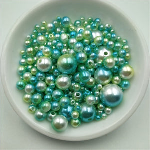 Multi Option Mixed 3/4/5/6/8/10/12mm Round Imitation Rainbow Color Plastic ABS Pearl Beads DIY for Jewelry Making Accessories