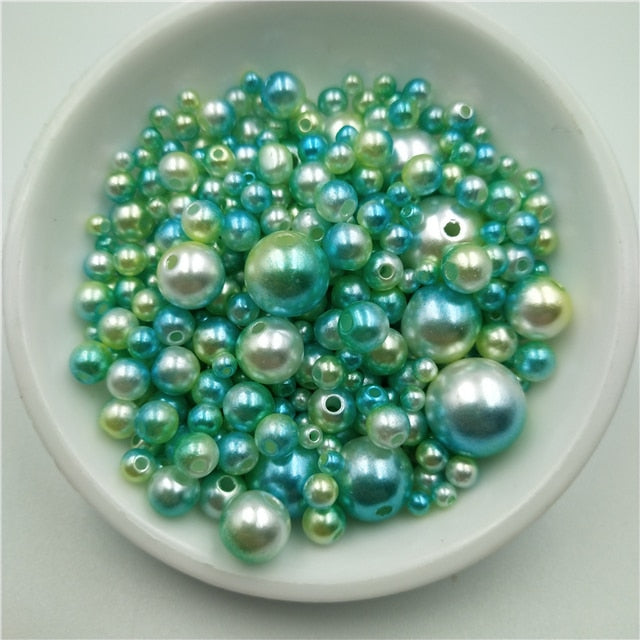 Multi Option Mixed 3/4/5/6/8/10/12mm Round Imitation Rainbow Color Plastic ABS Pearl Beads DIY for Jewelry Making Accessories