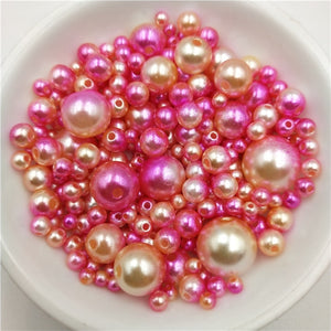 Multi Option Mixed 3/4/5/6/8/10/12mm Round Imitation Rainbow Color Plastic ABS Pearl Beads DIY for Jewelry Making Accessories