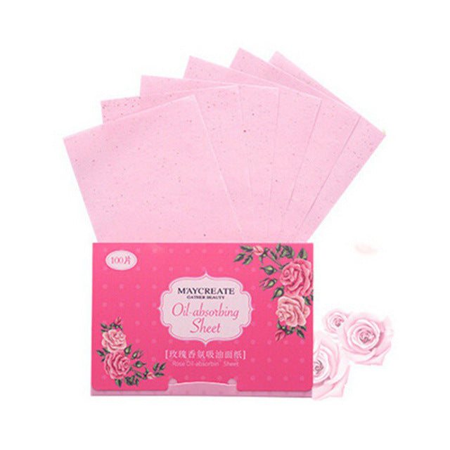 100Pcs Facial Oil Blotting Papers Oil Absorbing Sheets Face Cleanser Acne Treatment Deep Cleansing Oil Control Film Face Makeup