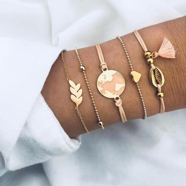 30 Style Multilayer Bohemian Handmade Crystal Beads Bracelets for Women Vintage Fashion Heart Tassel Bracelet Bangle Jewelry