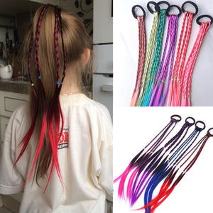 New Girls Elastic Hair Band Rubber Band Hair Accessories Wig Ponytail Headband Kids Twist Braid Rope Headdress Hair Braider