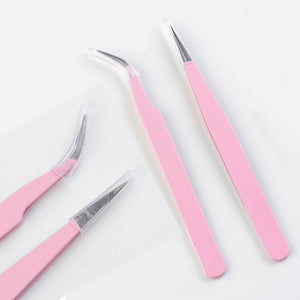 Nail Art Acrylic Gel Picking Tool Pink Eyelash Tweezers Anti-static DIY Hand Clip Tweezers For Eyelash Extension Eyebrow Tweezer