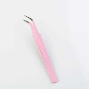 Nail Art Acrylic Gel Picking Tool Pink Eyelash Tweezers Anti-static DIY Hand Clip Tweezers For Eyelash Extension Eyebrow Tweezer