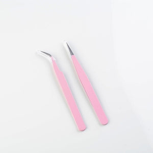 Nail Art Acrylic Gel Picking Tool Pink Eyelash Tweezers Anti-static DIY Hand Clip Tweezers For Eyelash Extension Eyebrow Tweezer