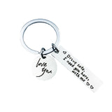 Drive Safe I Need You Here With Me Stainless Steel Letter Card Pendant Key Ring Round Love You Safe Driving Family Friend Gift