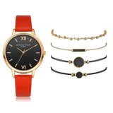 5PCS Women's Watch Set Modern Fashion Woman Quartz wristwatch Leather Ladies Bracelet Luxury Watch Casual Relogio Femenino