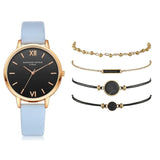 5PCS Women's Watch Set Modern Fashion Woman Quartz wristwatch Leather Ladies Bracelet Luxury Watch Casual Relogio Femenino