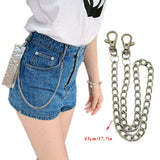 BLA Metal Trousers Pant Chain Punk Hip-hop Chain Waist Link Metal Silver Key Chain Jeans Waist Link Keyring Jewelry Z30