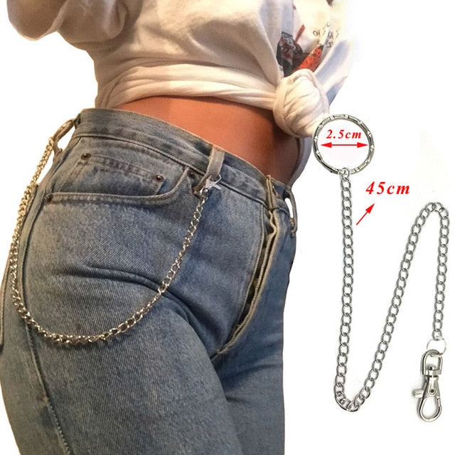 BLA Metal Trousers Pant Chain Punk Hip-hop Chain Waist Link Metal Silver Key Chain Jeans Waist Link Keyring Jewelry Z30
