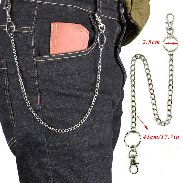 BLA Metal Trousers Pant Chain Punk Hip-hop Chain Waist Link Metal Silver Key Chain Jeans Waist Link Keyring Jewelry Z30