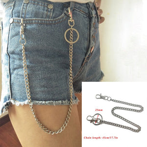 BLA Metal Trousers Pant Chain Punk Hip-hop Chain Waist Link Metal Silver Key Chain Jeans Waist Link Keyring Jewelry Z30