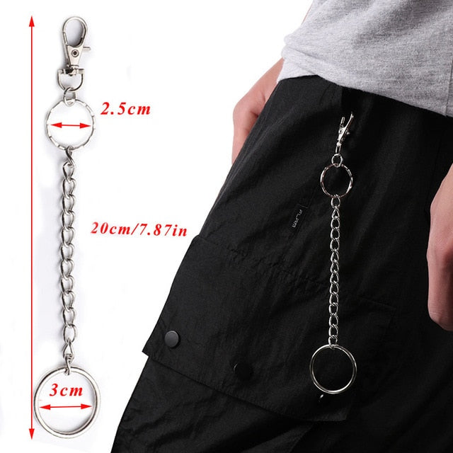 BLA Metal Trousers Pant Chain Punk Hip-hop Chain Waist Link Metal Silver Key Chain Jeans Waist Link Keyring Jewelry Z30