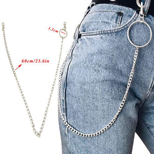 BLA Metal Trousers Pant Chain Punk Hip-hop Chain Waist Link Metal Silver Key Chain Jeans Waist Link Keyring Jewelry Z30