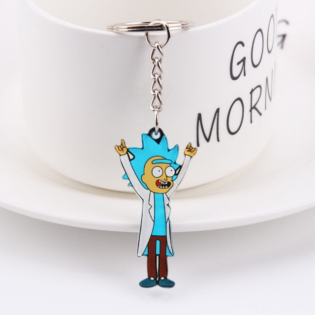 Rick And Morty Keychain Women and Men Key Chain Cute Anime Cartoon Kids Key Ring Gift Porte Clef