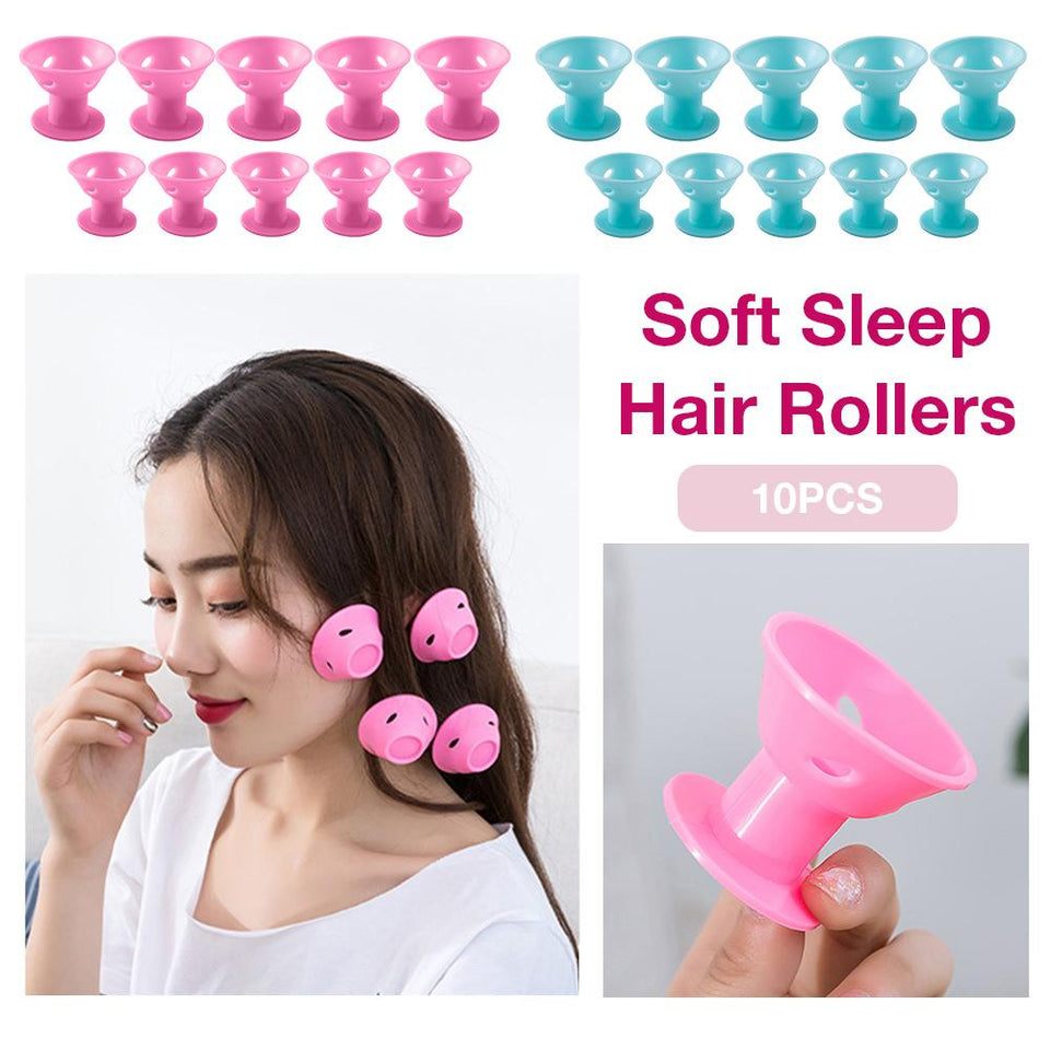 10Pcs/set Soft Rubber Magic Hair Care Rollers Silicone Hair Curler No Heat Hair Styling Tool For Women Hair Curlers