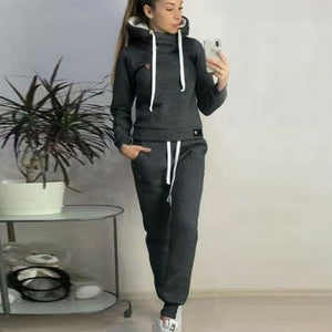 Casual 2 Piece Set Women Hoodies Pant Clothing Set Autumn Winter Warm Tracksuit Solid Color Women Set Top Pants Ladies Suit