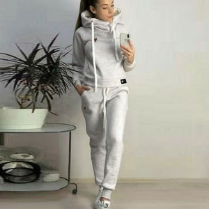 Casual 2 Piece Set Women Hoodies Pant Clothing Set Autumn Winter Warm Tracksuit Solid Color Women Set Top Pants Ladies Suit