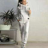 Casual 2 Piece Set Women Hoodies Pant Clothing Set Autumn Winter Warm Tracksuit Solid Color Women Set Top Pants Ladies Suit