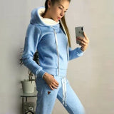 Casual 2 Piece Set Women Hoodies Pant Clothing Set Autumn Winter Warm Tracksuit Solid Color Women Set Top Pants Ladies Suit