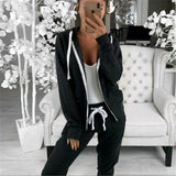 Hot Sell Well 2Pcs Women Tracksuits Long Sleeves Zipper Up Hooded Hoodies Sweatshirt Top Jogging Pants Outfit Set Casual New